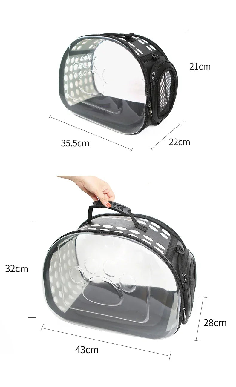 Pet Cat Carrier Bag Foldable Transparent Cage Portable Travel Breathable Cat Transport Bag Basket Backpack Handbag Pet Supplies eprolo