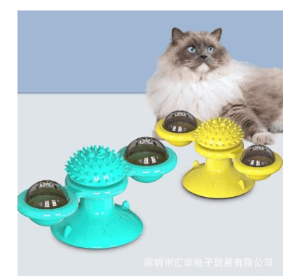 Cat Rotating Windmill Multi-Function Toys Itch Scratching Device Teeth Shining Toy UK PET HOUSE