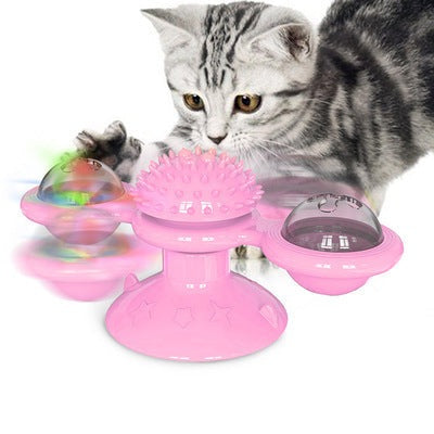 Cat Rotating Windmill Multi-Function Toys Itch Scratching Device Teeth Shining Toy UK PET HOUSE