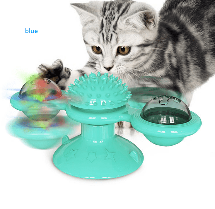 Cat Rotating Windmill Multi-Function Toys Itch Scratching Device Teeth Shining Toy UK PET HOUSE