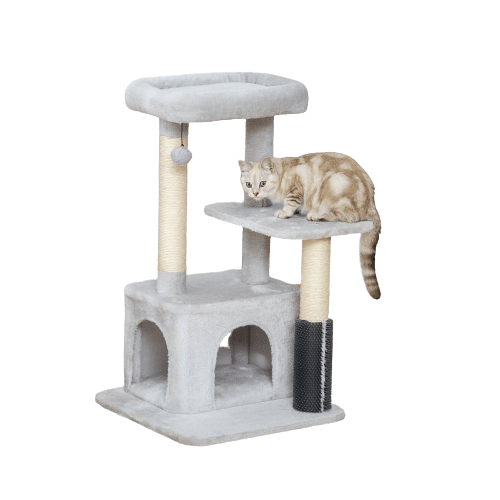 Cat Tree Climbing Activity Center with Scratching Massage Toy Hanging Ball UK PET HOUSE