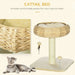 Cat Tree Kitty Activity Centre w/ Top Bed, Toy Ball, & Sisal Scratching Post UK PET HOUSE