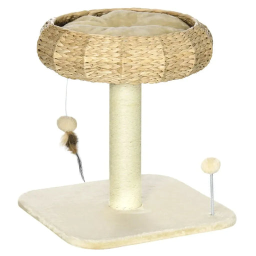 Cat Tree Kitty Activity Centre w/ Top Bed, Toy Ball, & Sisal Scratching Post UK PET HOUSE