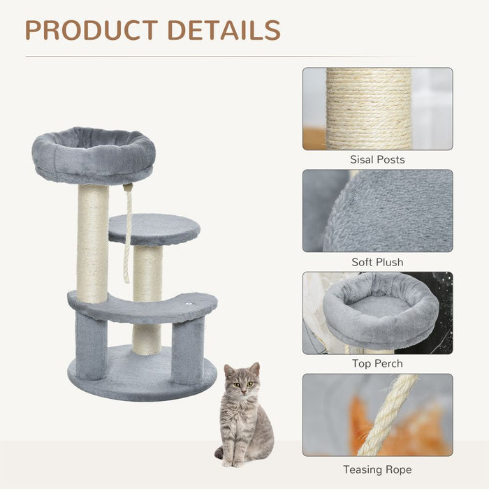 Cat Tree Scratcher Kitty Activity Play Center Post 2 Perch w/ Hanging Sisal Rope UK PET HOUSE