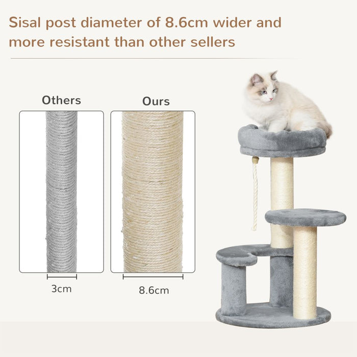 Cat Tree Scratcher Kitty Activity Play Center Post 2 Perch w/ Hanging Sisal Rope UK PET HOUSE