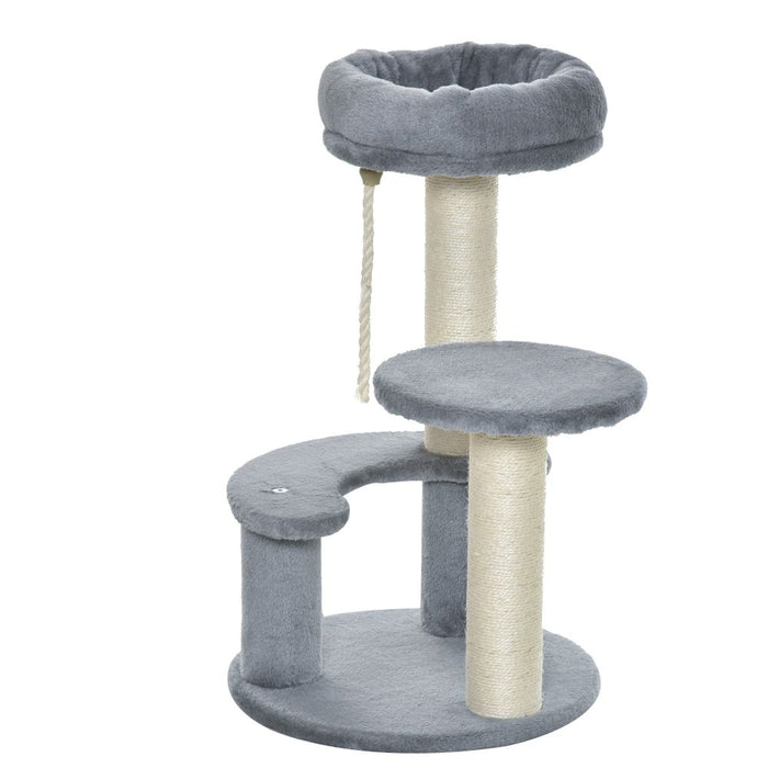 Cat Tree Scratcher Kitty Activity Play Center Post 2 Perch w/ Hanging Sisal Rope UK PET HOUSE