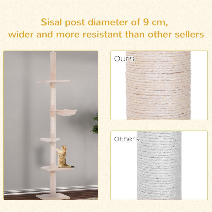 Cat Tree Scratching Post Kitty Tower Activity Center 5-Tier Floor to Ceiling UK PET HOUSE