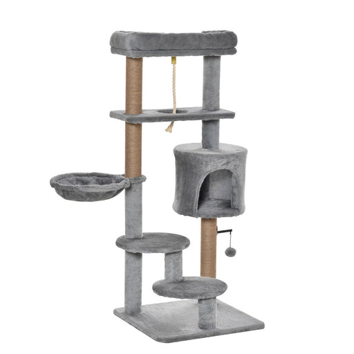 Cat Tree Tower w/ Scratching Post Hammock Hanging Ball Condo Teasing Rope UK PET HOUSE