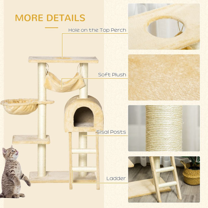 Cat Tree for Indoor Cats Scratching Post w/ Hammock House Bed Basket Pawhut UK PET HOUSE