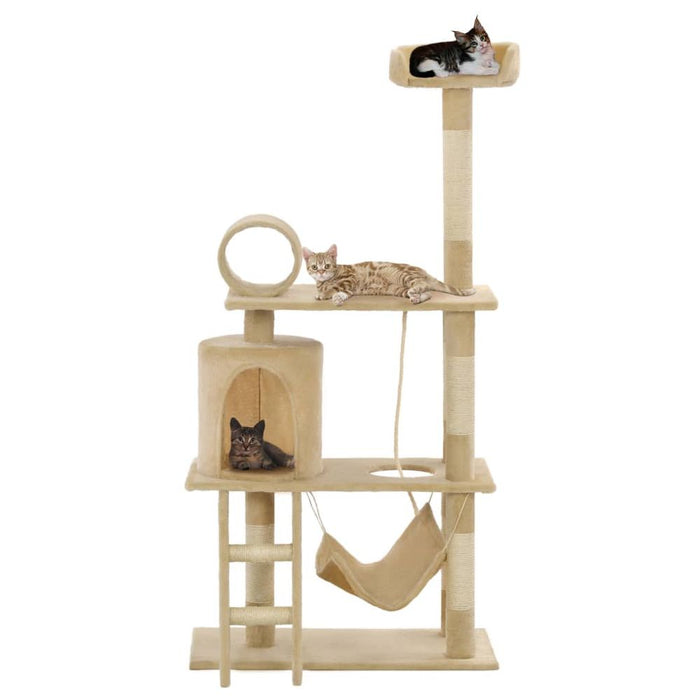 Cat Tree with Sisal Scratching Posts 140 cm UK PET HOUSE