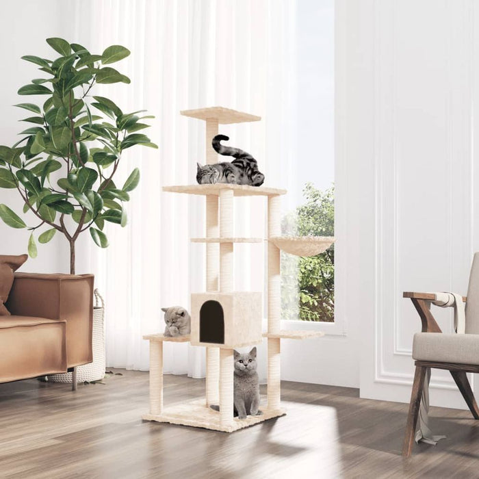 Cat Tree with Sisal Scratching Posts 142 cm UK PET HOUSE