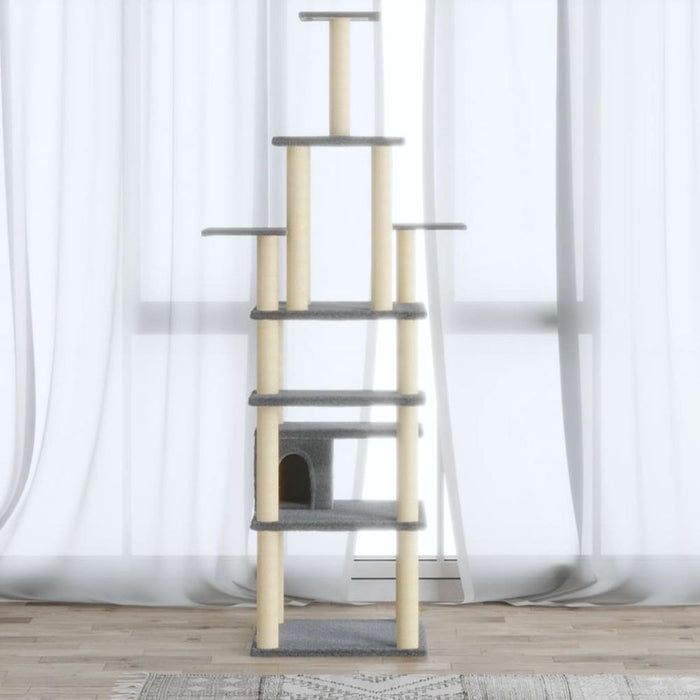 Cat Tree with Sisal Scratching Posts Cream 183 cm UK PET HOUSE