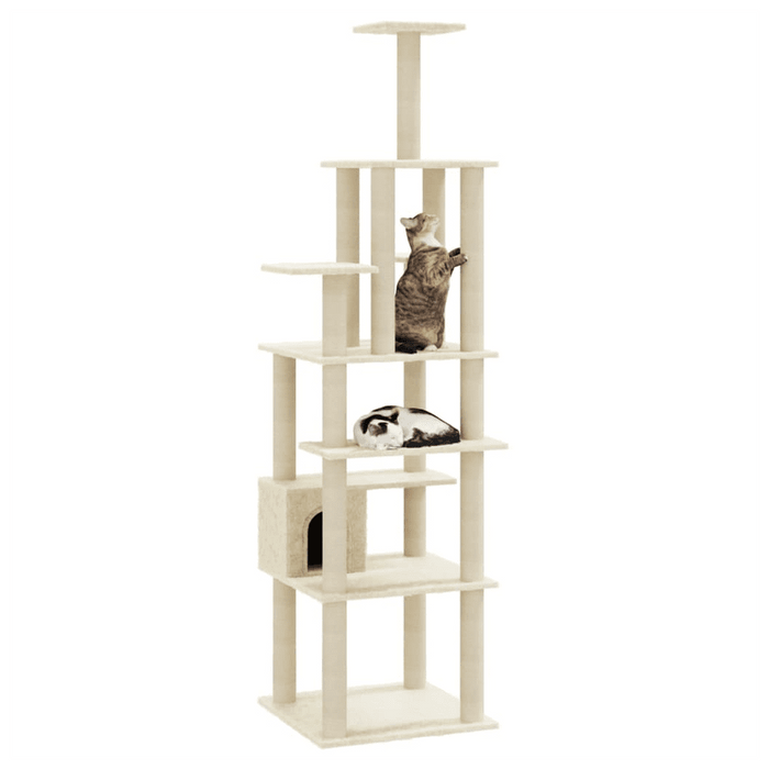 Cat Tree with Sisal Scratching Posts Cream 183 cm UK PET HOUSE