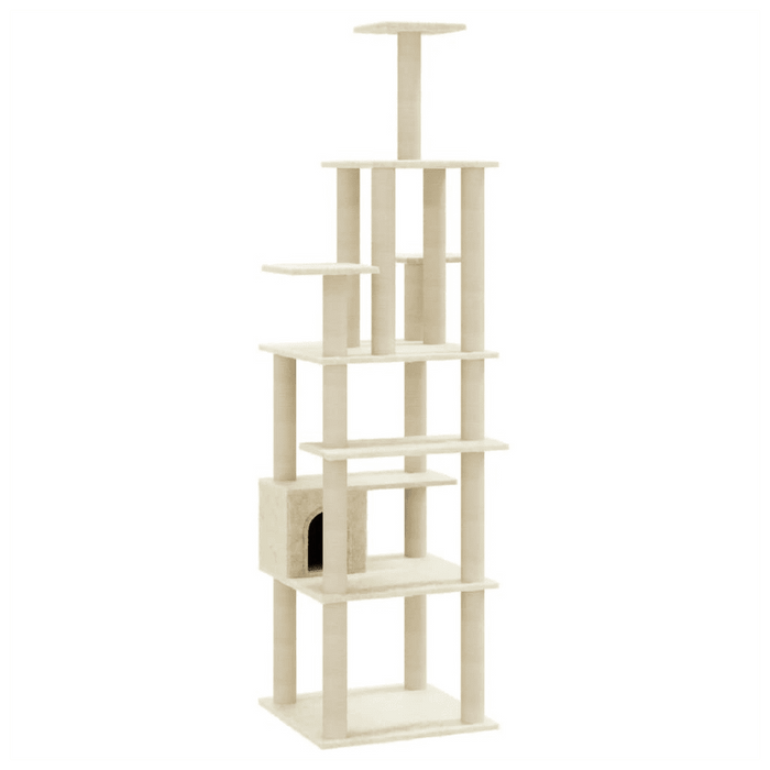 Cat Tree with Sisal Scratching Posts Cream 183 cm UK PET HOUSE