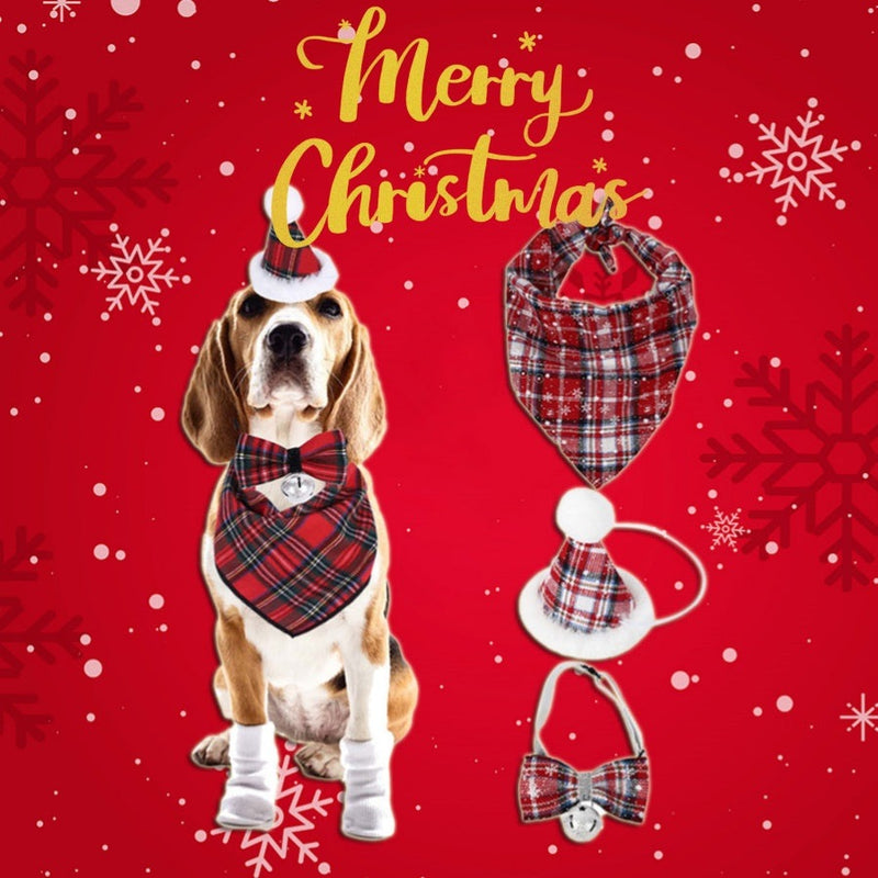 Christmas Pet Holiday Decorative Bib Hat & Bow Tie UK PET HOUSE