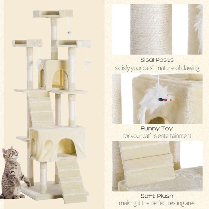 Condo Furniture Scratcher Post Pet Cat Tree Kitten Bed House Play Toy Ladder 181cm UK PET HOUSE