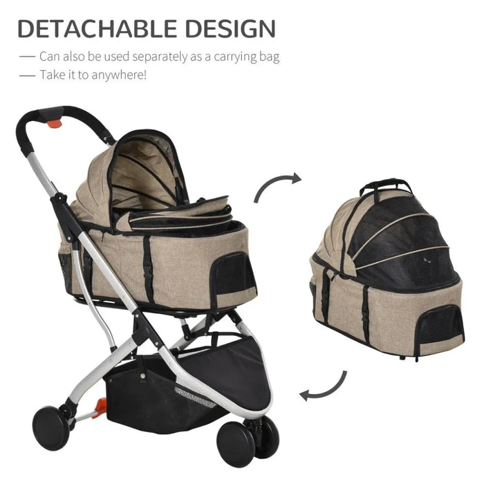 Detachable Pet Stroller 2-In-1 Foldable Dog Cat Travel Carriage Carrying Bag UK PET HOUSE