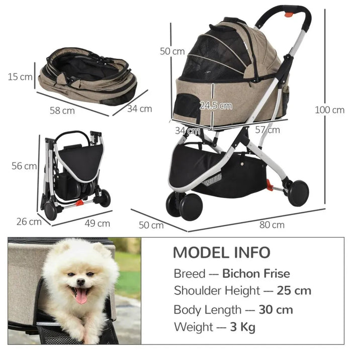 Detachable Pet Stroller 2-In-1 Foldable Dog Cat Travel Carriage Carrying Bag UK PET HOUSE