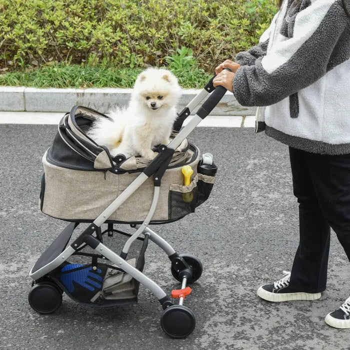 Detachable Pet Stroller 2-In-1 Foldable Dog Cat Travel Carriage Carrying Bag UK PET HOUSE