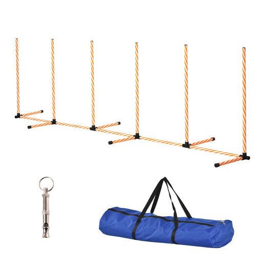 Dog Agility Weave Poles Training Obstacle Course Set Slalom Equipment w/ Whistle UK PET HOUSE