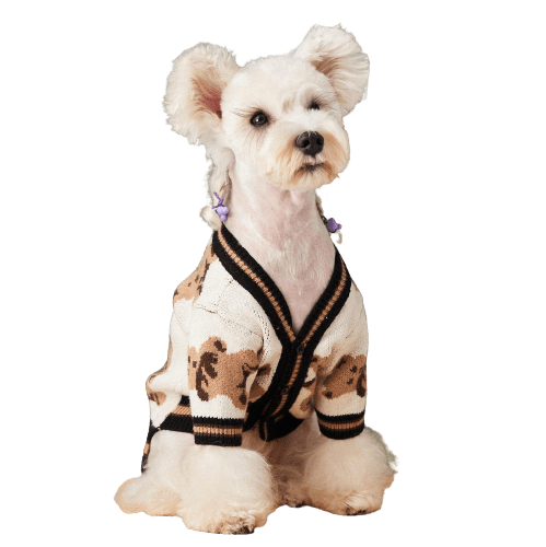 Preppy V-neck Striped Dog Sweater Pullover