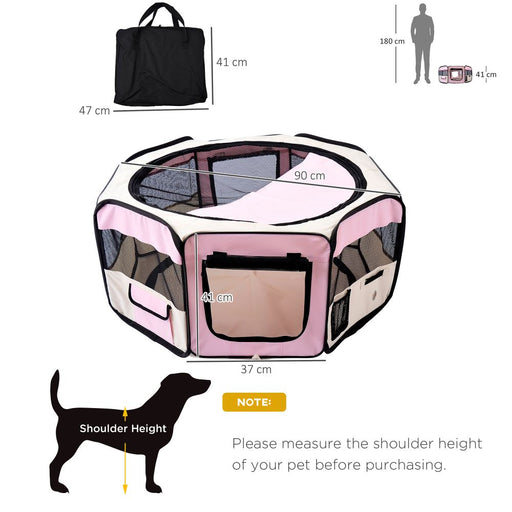 Fabric Pet Playpen Play Pen Run - Pink UK PET HOUSE