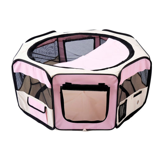 Fabric Pet Playpen Play Pen Run - Pink UK PET HOUSE