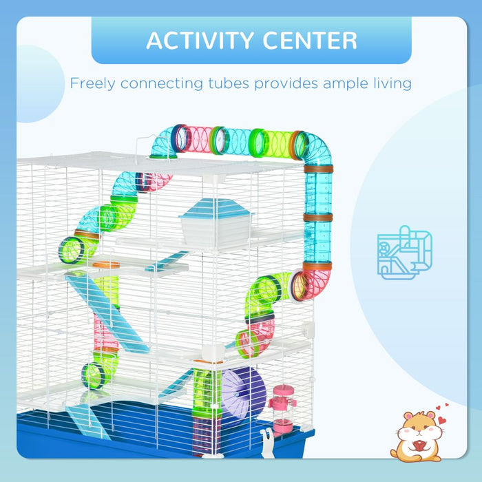 Five-Level Hamster Cage w/ Tubes, Water Bottle, Exercise Wheel & Ramps UK PET HOUSE