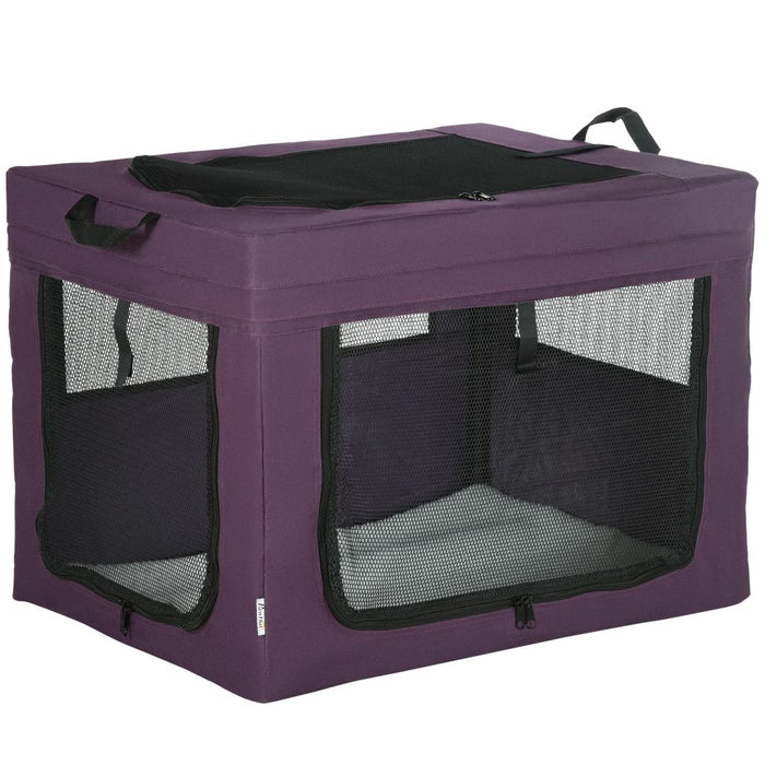 Foldable Pet Carrier Bag w/ Cushion - Purple UK PET HOUSE