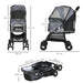 Foldable Pet Detachable Stroller (Grey) UK PET HOUSE