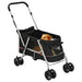 Folding Dog Stroller Black 100x49x96 cm Linen Fabric UK PET HOUSE