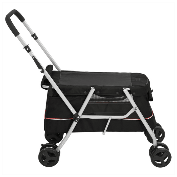 Folding Dog Stroller Black 100x49x96 cm Linen Fabric UK PET HOUSE