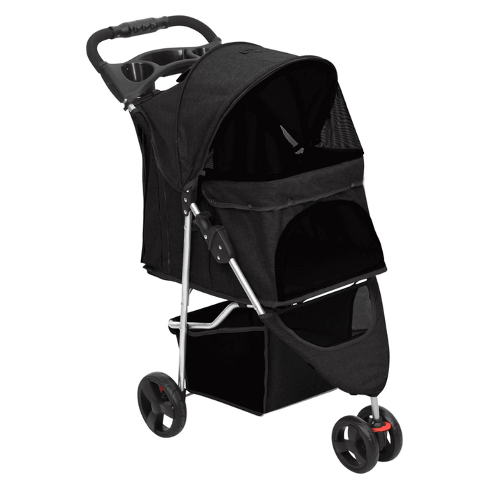 Folding Dog Stroller Black 80x46x98 cm Oxford Fabric UK PET HOUSE