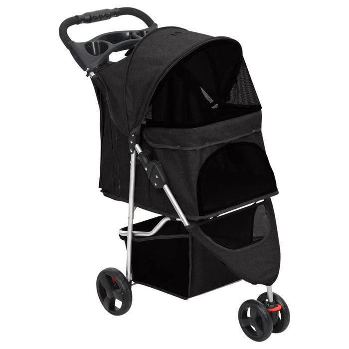 Folding Dog Stroller Black 80x46x98 cm Oxford Fabric UK PET HOUSE