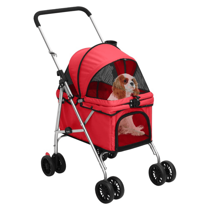 Folding Dog Stroller Red 76x50x100 cm Oxford Fabric UK PET HOUSE