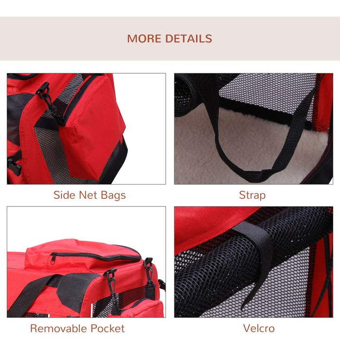 Folding Pet Carrier Bag Soft Portable Travel Cage, 60x42x42 cm, Red UK PET HOUSE