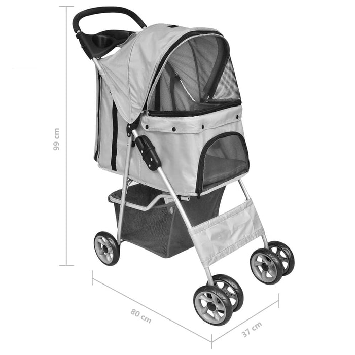 Folding Pet Stroller Dog/Cat Travel Carrier Grey UK PET HOUSE