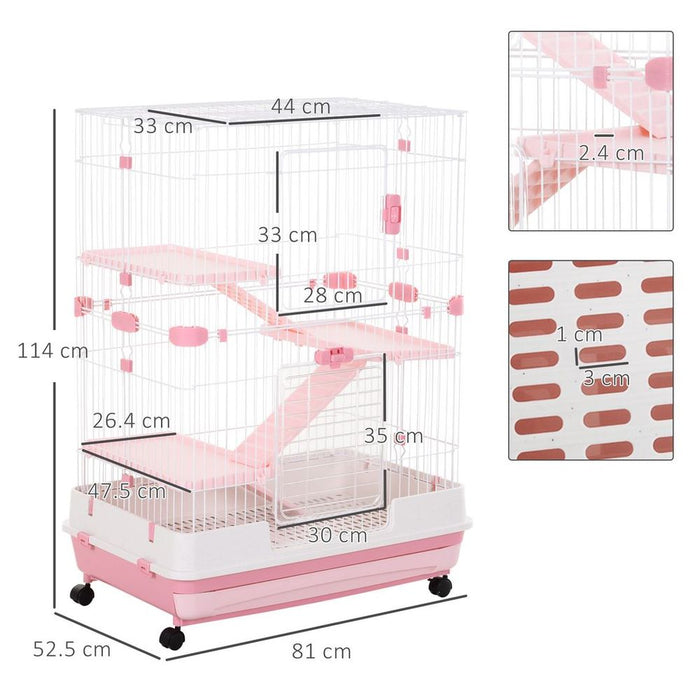 Four-Level Small Animal Cage - Pink UK PET HOUSE