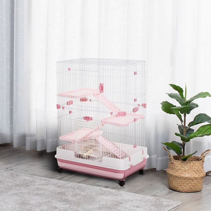 Four-Level Small Animal Cage - Pink UK PET HOUSE