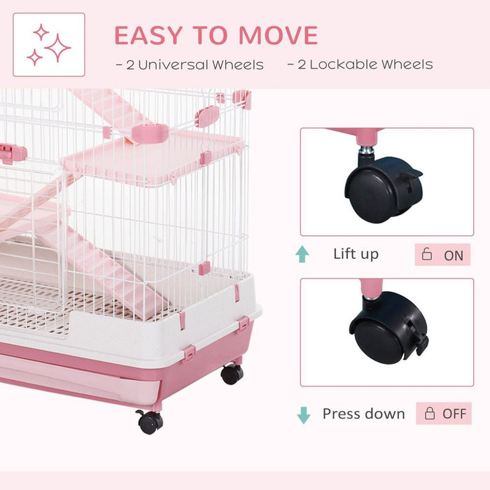 Four-Level Small Animal Cage - Pink UK PET HOUSE