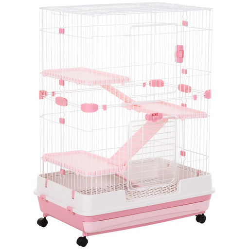 Four-Level Small Animal Cage - Pink UK PET HOUSE