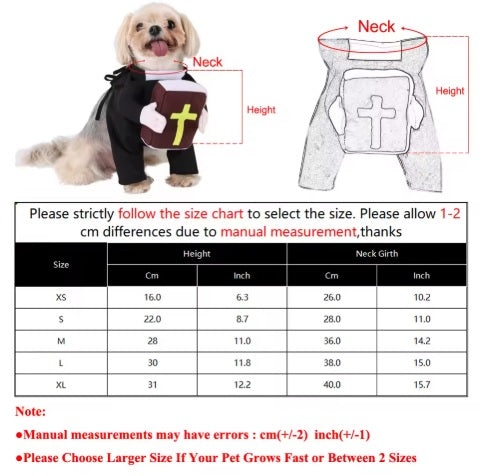 Halloween Pet Costume – Choose Between Nun Cloak or Priest Holding Bible Outfit for Cats & Small Dogs UK PET HOUSE