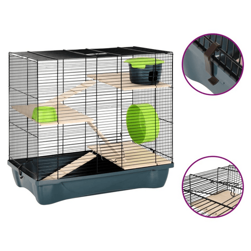 Hamster Cage Grey 58x32x54 cm Polypropylene and Metal UK PET HOUSE