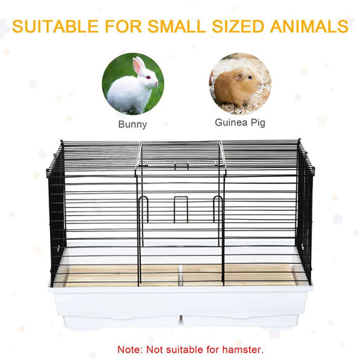 Indoor Rabbit Guinea Pig House With Wood Floor, Deep Base & Trays (White) UK PET HOUSE