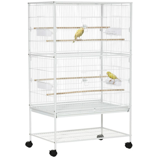 Large Bird Cage Budgie Cage for Finch Canaries Parrot with Stand & Wheels (White) UK PET HOUSE