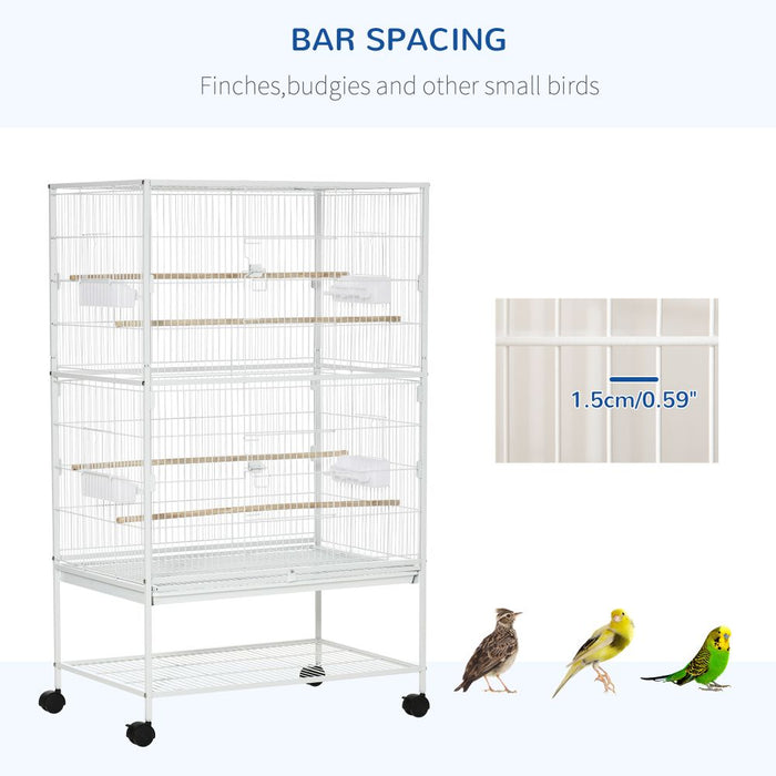 Large Bird Cage Budgie Cage for Finch Canaries Parrot with Stand & Wheels (White) UK PET HOUSE