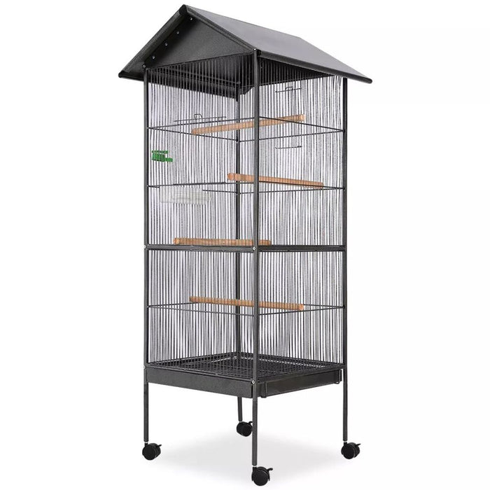 Large Bird, Canary, and Parrot Cage with Black Roof 66*66*155cm (Steel) UK PET HOUSE