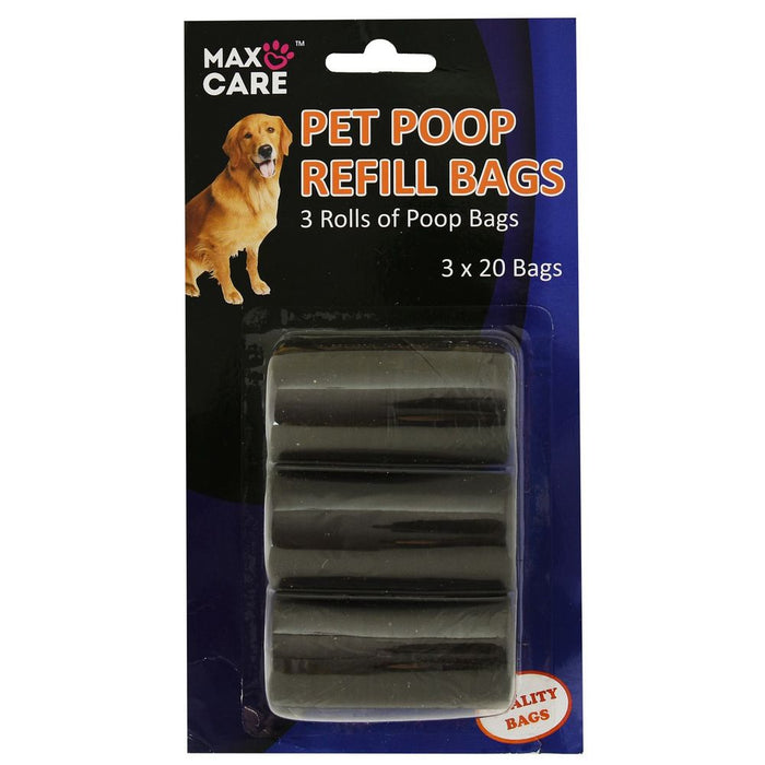 Max Care Poop Refill Bag for Dispenser Poop Bags Pet Supplies Puppy Black Pack of 3x20 UK PET HOUSE