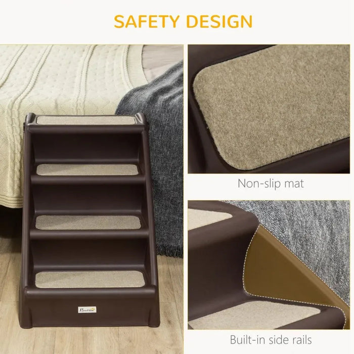 Non-Slip Portable Dog Steps for Bed & Sofa - Beige - Brown UK PET HOUSE