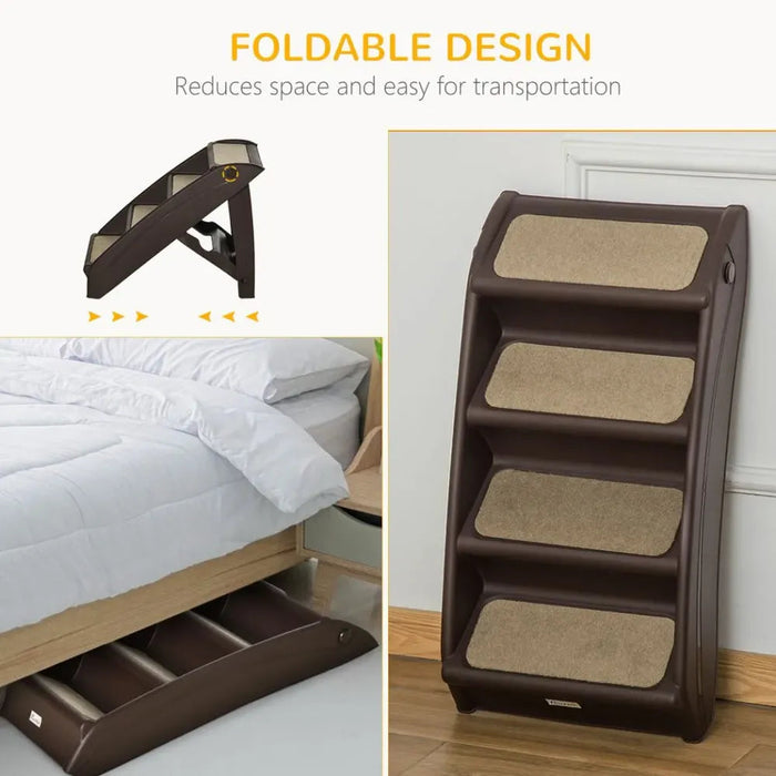 Non-Slip Portable Dog Steps for Bed & Sofa - Beige - Brown UK PET HOUSE